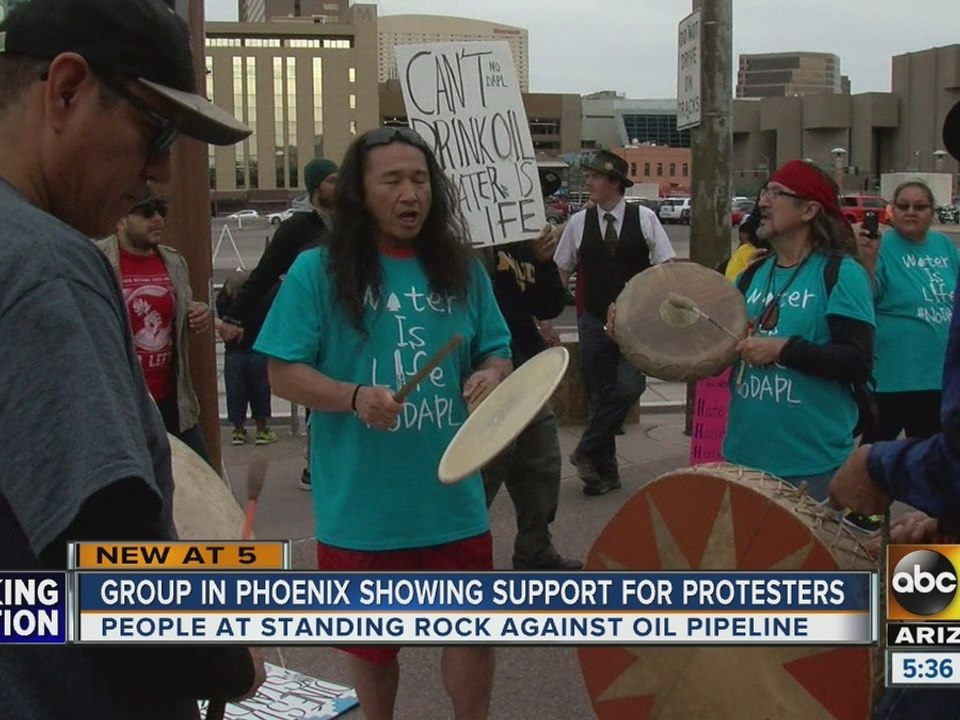 People hold North Dakota Access Pipeline protest in downtown Phoenix