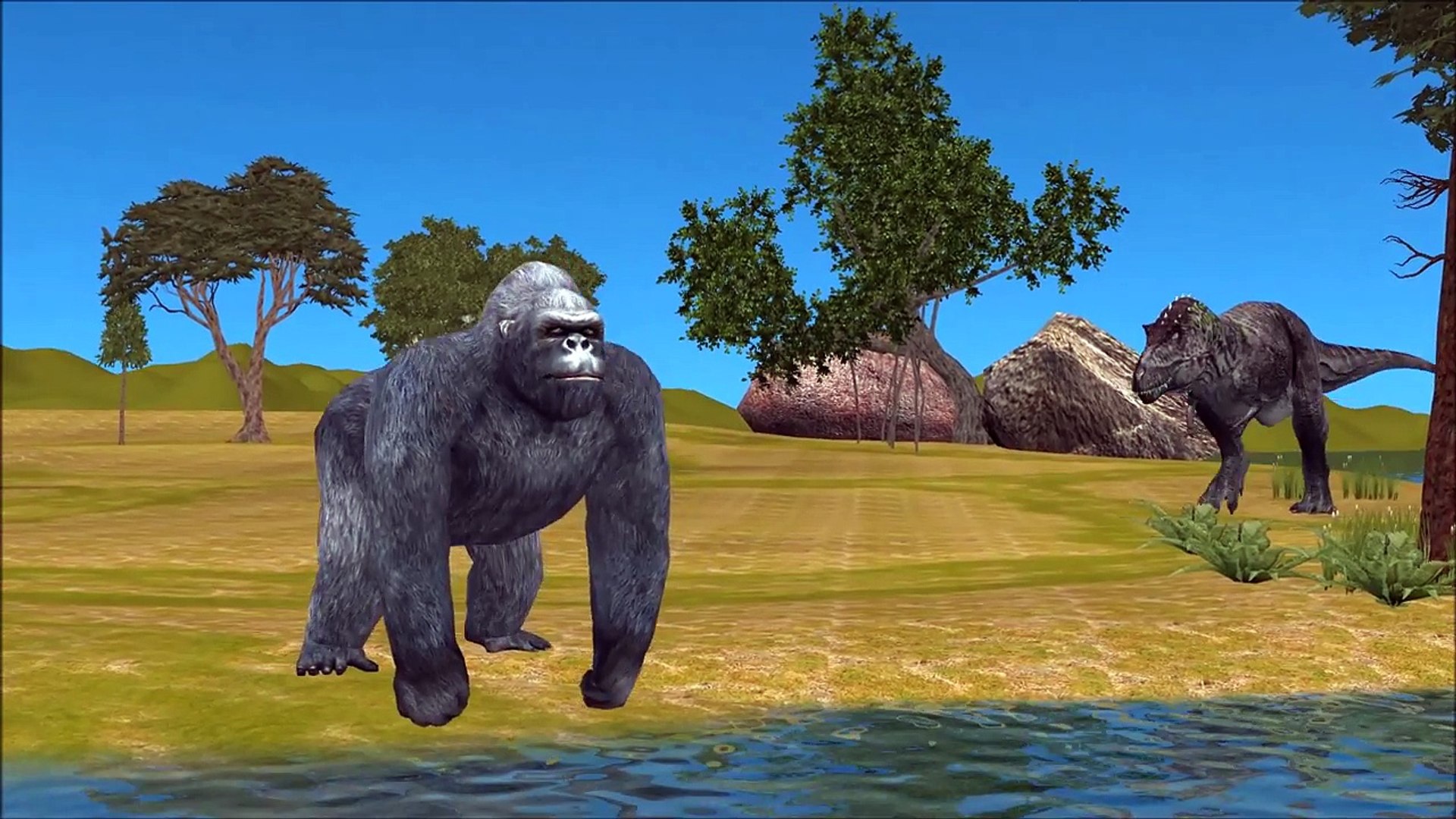 ⁣Black King Kong Gorilla Vs T-Rex Dinosaur Fighting | Endangered Animal Fights | Videos for Children