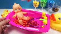 Baby Doll Bath Time With M&M Candy Learn Colors Ball Pit Show Surprise Toys Egg