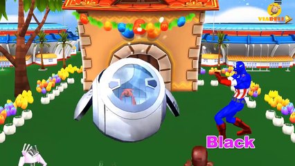 Learn Colors From Captain America | Spiderman Vs Dinosaurs | Spiderman Finger Family | Kids Songs