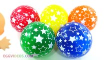 Learn Colors! Little STAR Balloons Finger Family Nursery Rhymes Video with Baby Doll EggVideos.com