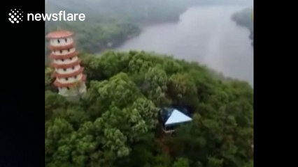 Toilet with transparent glass walls in China
