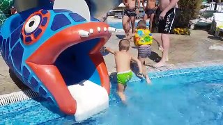 Water park for kids with snake slider. HD VIDEO