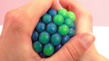 Glibberige antistress-ball | Squishy Mesh Ball in blauw/neongroen | Glibberbal in netje | Demo