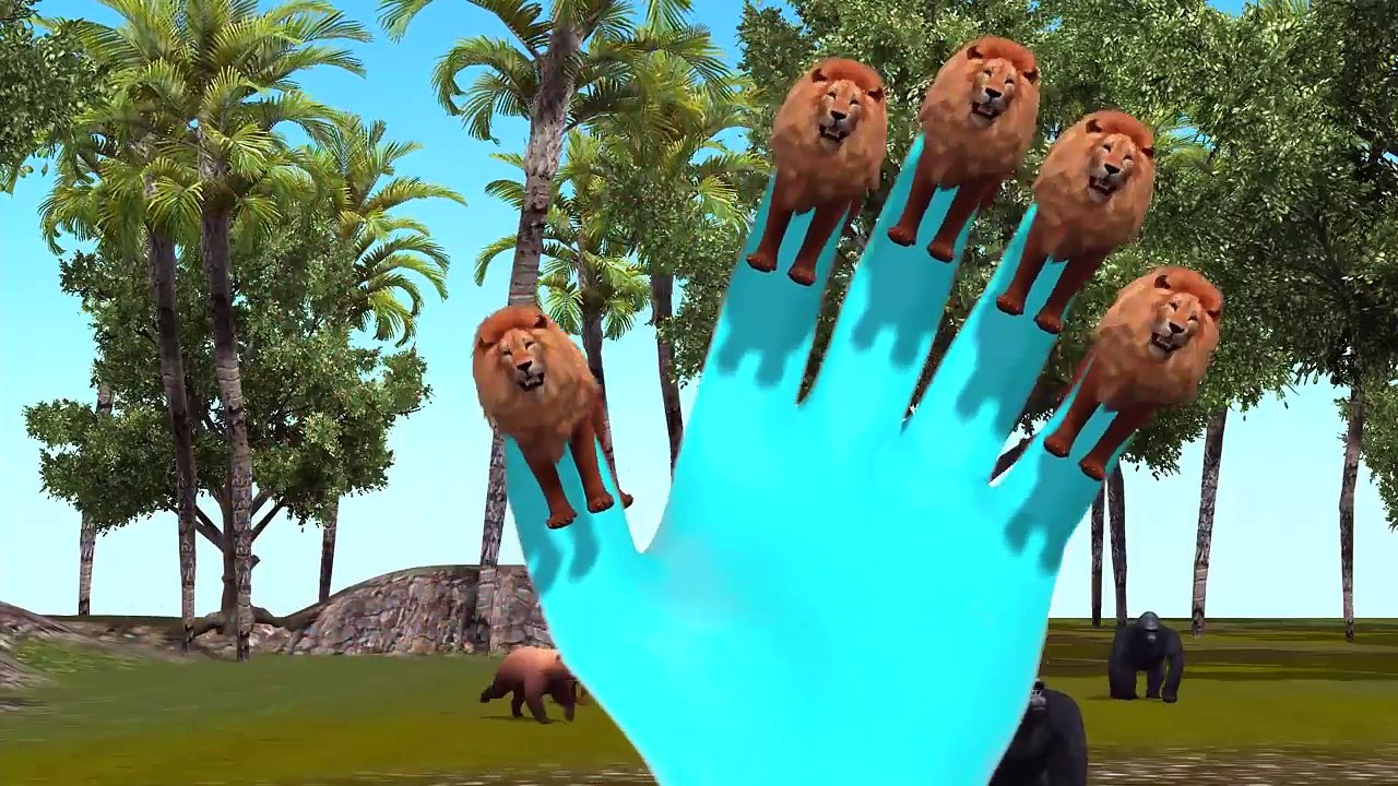 3D Animated Lion Animal Finger Family Rhymes For Children | Animal FInger Family