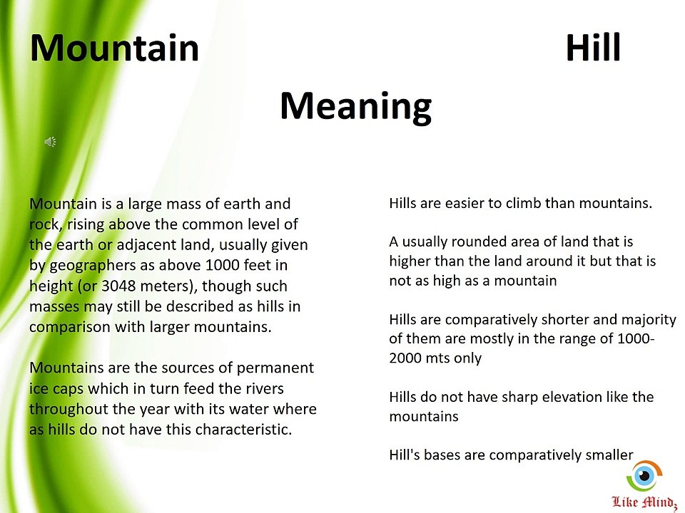 Difference Between - Mountain and Hill - video Dailymotion