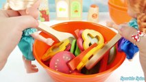 Learn Colors and Names of Fruits and Vegetables Anna Elsa Toddlers make toy salad velcro wooden food