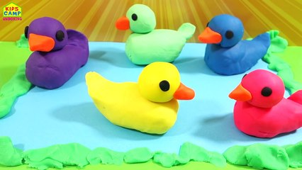 Play Doh Ducks Surprise Eggs Nursery Rhymes | Five Little Ducks Surprise Toys Playdough