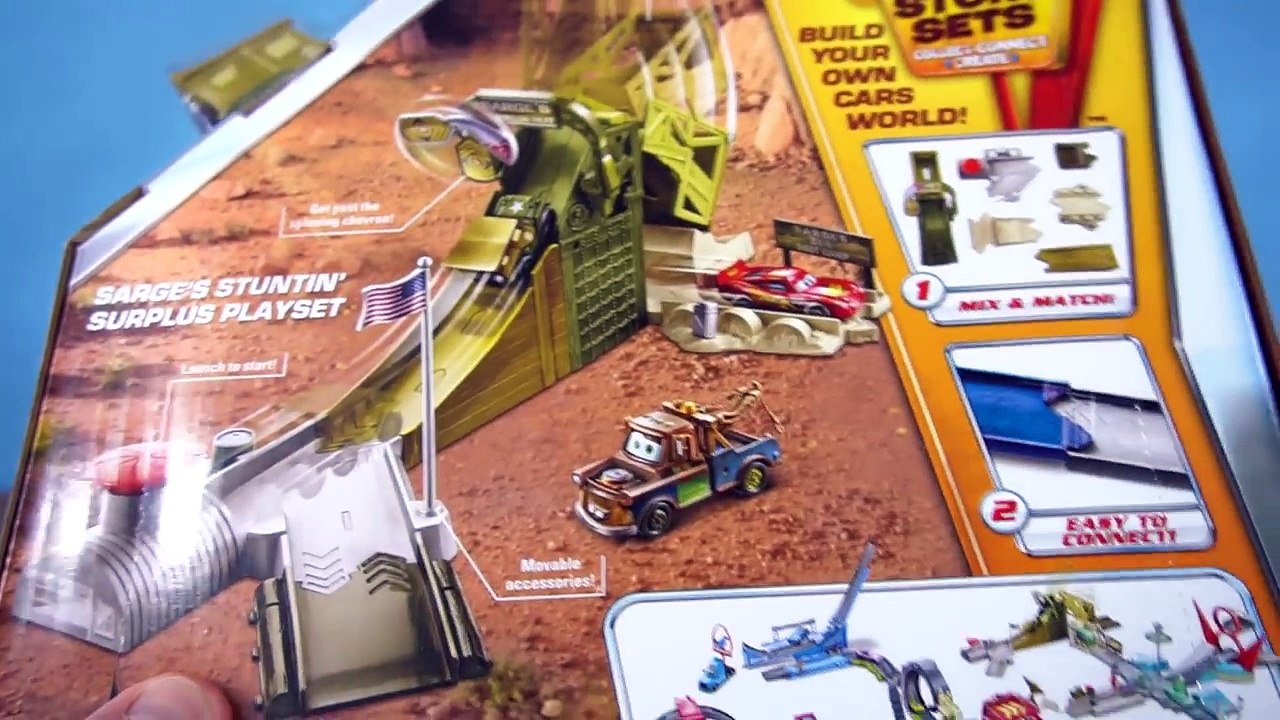 SARGE'S STUNTIN PLAYSET JUMPS TOWER LIGHTNING MCQUEEN MATER CRASH! STORY SET RADIATOR SPRINGS-2wsdXCIekXo