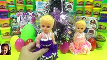 Play Doh Surprise Eggs Disney Frozen Christmas Ornaments Anna Elsa ariel minions peppa pig new year