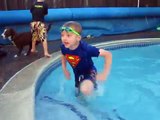 3 Year Old Jumping in Pool & Swimming Under Water