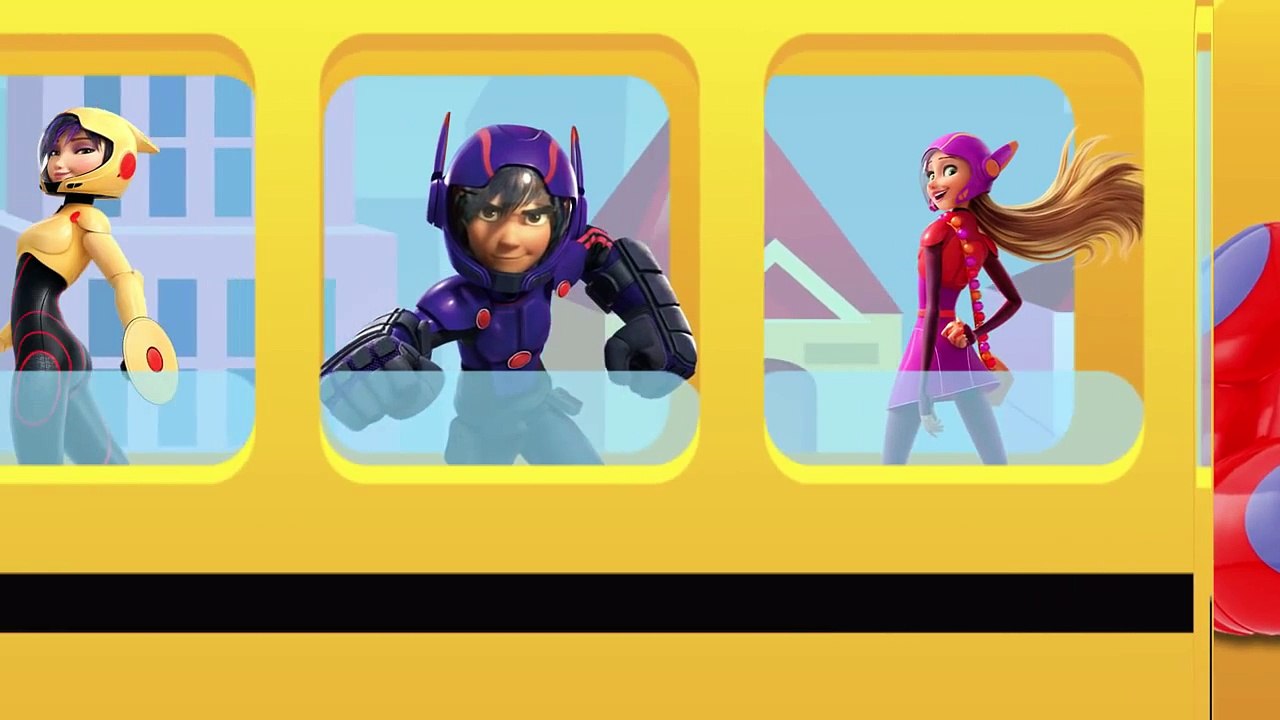WHEELS ON THE BUS SONG Big Hero 6 Toys Videos - Go Round and Round