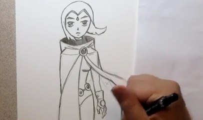 How to draw Raven from Teen Titans - Easy Step By Step