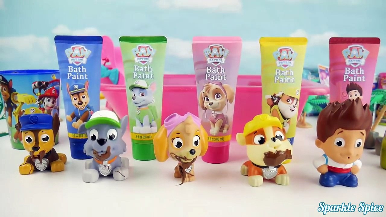 Learn COLORS with Paw Patrol Bath Paint Shark Attack, PJ Masks + Disney Frozen Bathtime Toys
