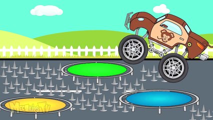 Monkey Truck Get Clean in Car Wash - Video For Kids