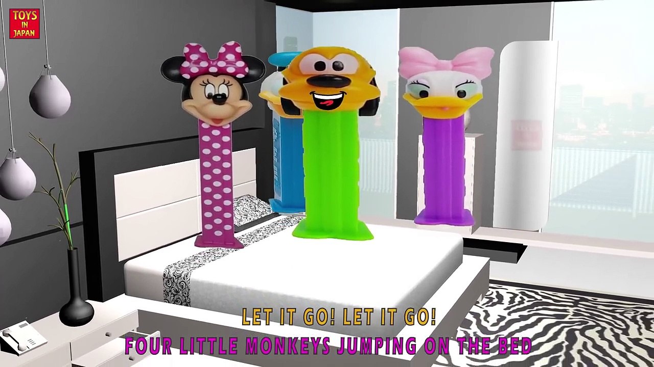 5 Little MICKEY MOUSE CLUB HOUSE PEZ CANDY DISPENSER Jumping On The Bed & MORE | 3D Nursery Rhymes