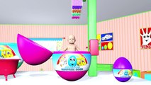 3D BABY Doll Bath Time Learn Colors - Teach Colours for Kids Children Toddlers - Surprise Eggs TV