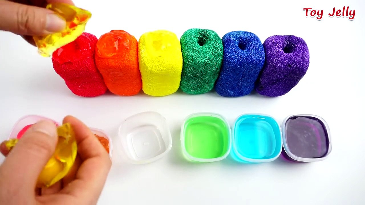 DIY How To Make Color Clay Slime Toy Learn Colors with Rainbow Foam Clay