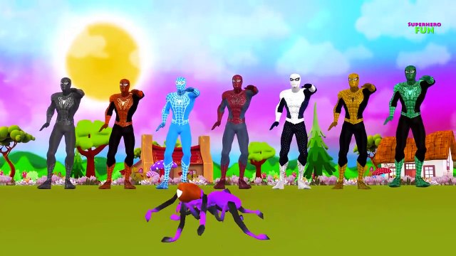 Color Vehicles with Colors Spiderman Spidergirl Hulk | Spider Baby Finger Family Nursery Rhymes Song