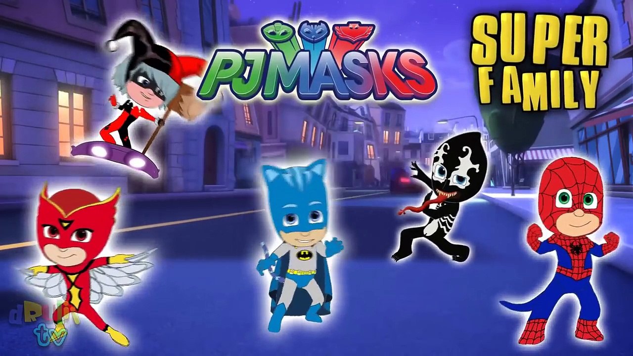 Spiderman vs Venom vs Batman | PJ Masks Finger Family Egg Surprise | Transform into Super Heroes