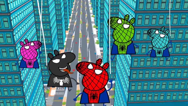 Pig Peppa in Spiders Costumes 5 Little Monkeys Jumping On The Bed. Nursery Rhymes by Emi TV Lyrics
