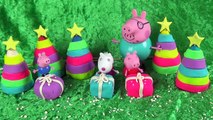 Peppa Pig unboxing Play Doh Christmas Gifts and Trees Disney Surprise Toys in Play-Doh Surprise Eggs