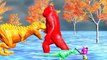 Color Animated Animal Fights Colorful Dinosaur Vs Gorilla Action Movie Knife Fight Colour Pig Fight