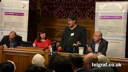 İngiliz Parlementosu Salih Muslim'in Konuşmasından sonra ayağa kalkarak Şehit Namırın sloganları attı