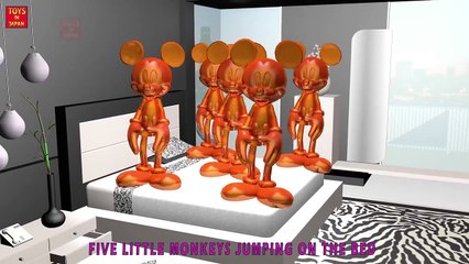 5 Little MICKEY MOUSE VOLCANO CANDY Jumping On The Bed & MORE | 3D Nursery Rhymes