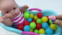 Baby Doll Bath Time Baby doll Learn colors with Peppa Pig toys for kids