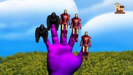 Iron Man Vs Gorilla Finger Family 3d Rhymes | 3d Animals Vs Super Heroes