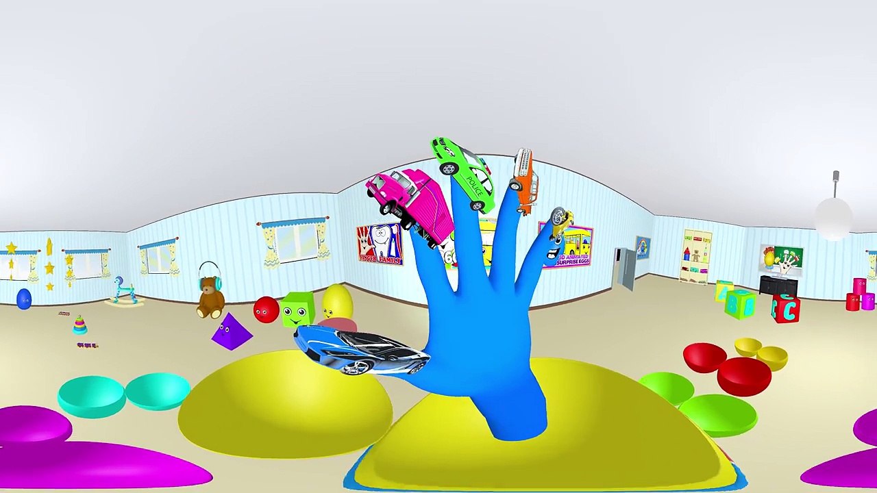 STREET VEHICLES Finger Family 360° | 3D Surprise Eggs Filled with Police Car & more! Nursery Rhyme