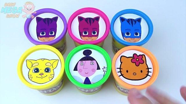PJ MASKS Play Doh Clay Cups Learn Colors in English Toys Hello Kitty TMNT Inside Out Talking Tom