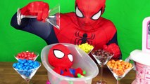 Learning Colors Sipderman - Baby Doll Bath Time Learn Colors with M&Ms Candy Color Balls