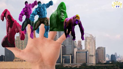 Finger Family Nursery Rhymes Colors Hulk | Gorilla Finger Family Rhymes Collection For Babies