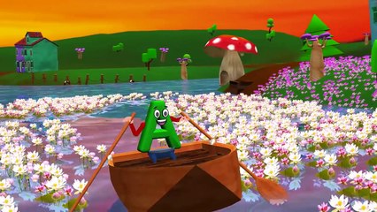 Row Row Row Your Boat With Vowels | Famous Rhyme With Alphabet | 3D Alphabet Songs