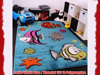 Kinderteppich Clown Fisch Unterwasserwelt Design TÃ¼rkis Blau GrÃ¼n Creme Pink GrÃ¶sse:160x230