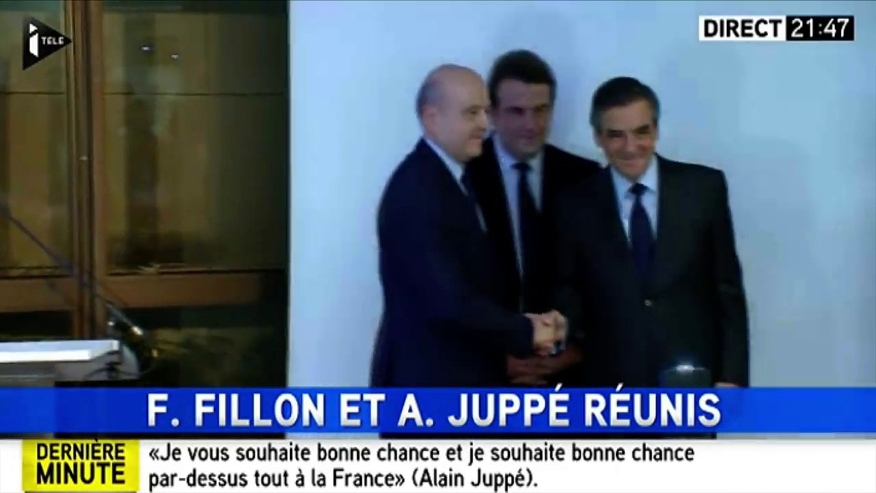 Primaire de la droite : la poignée-main symbolique entre François Fillon et Alain Juppé