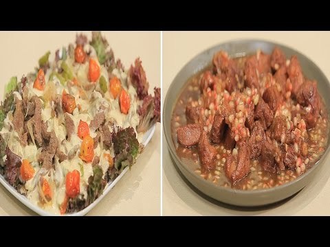 مكعبات اللحم بالرمان - سلطة شاورما لحم - بسبوسة بالكريم كراميل | اتفضلوا عندنا حلقة كاملة