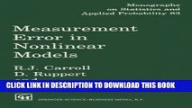 [READ] Mobi Measurement Error in Nonlinear Models (Chapman   Hall/CRC Monographs on Statistics