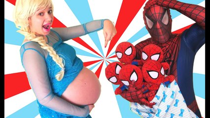 Pink Spidergirl Pregnant SPIDERBABY QUADRUPLETS Spiderman Funny Superhero Videos Prank Videos