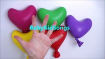 Five Water Heart Balloons collection Compilation Learn Colours Wet Balloon Finger Nursery Rhymes
