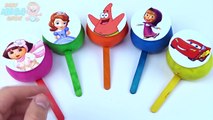 Learn Colors Lollipop Play Doh Clay Toys Masha and The Bear Dora the Explorer Spongebob McQueen