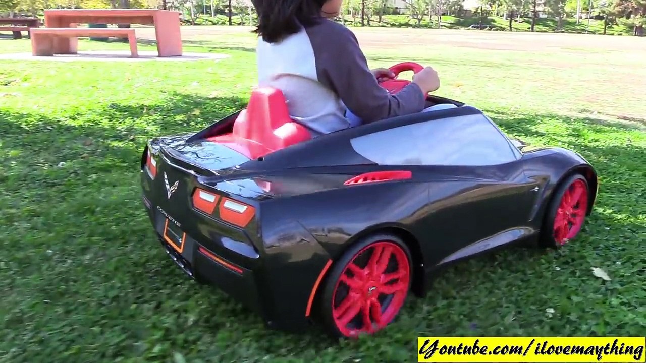 Fisher-Price Power Wheels Ride-On Car. 6 Volts Corvette Stingray C7 Drive   Trampoline Jump Playtime-6qvnD6sn4HY