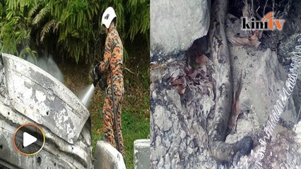 Video kereta rentung terbakar elak ular sawa melintas jalan