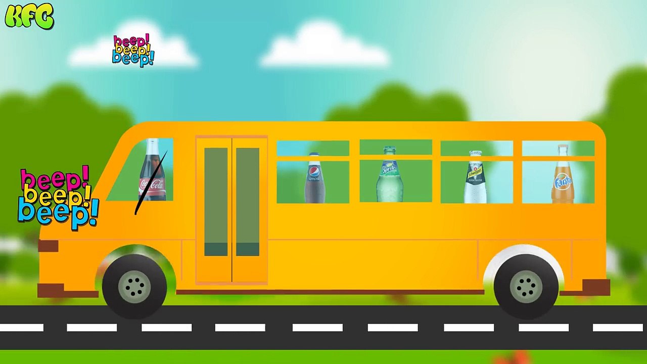Wheels On The Bus | Coca Cola Song For Children | Fanta Pepsi Sprite Bottles Fun