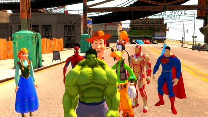 Lightning Mcqueen Nursery Rhymes Songs with Hulk Spiderman Iron Man Captain America Frozen Elsa