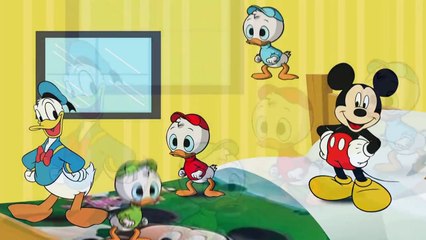 Mickey Mouse and Louie Dewey and Huey in Five little monkeys Jumping on the Bed Funny Song