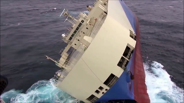 Giant Ship Arriving at 45 Degrees Due to the Storm