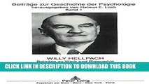 Books Willy Hellpach: BeitrÃ¤ge zu Werk und Biographie (BeitrÃ¤ge zur Geschichte der Psychologie)